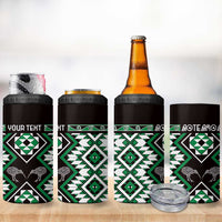 Personalised Taniko Motifs Aotearoa 4 in 1 Can Cooler Tumbler Waitangi Kowhaiwhai Kiwi - Green LT7 - Polynesian Pride