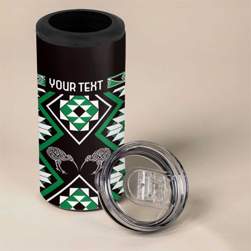 Personalised Taniko Motifs Aotearoa 4 in 1 Can Cooler Tumbler Waitangi Kowhaiwhai Kiwi - Green LT7 - Polynesian Pride