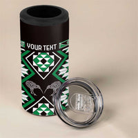 Personalised Taniko Motifs Aotearoa 4 in 1 Can Cooler Tumbler Waitangi Kowhaiwhai Kiwi - Green LT7 - Polynesian Pride