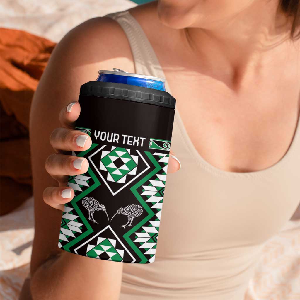 Personalised Taniko Motifs Aotearoa 4 in 1 Can Cooler Tumbler Waitangi Kowhaiwhai Kiwi - Green LT7 - Polynesian Pride