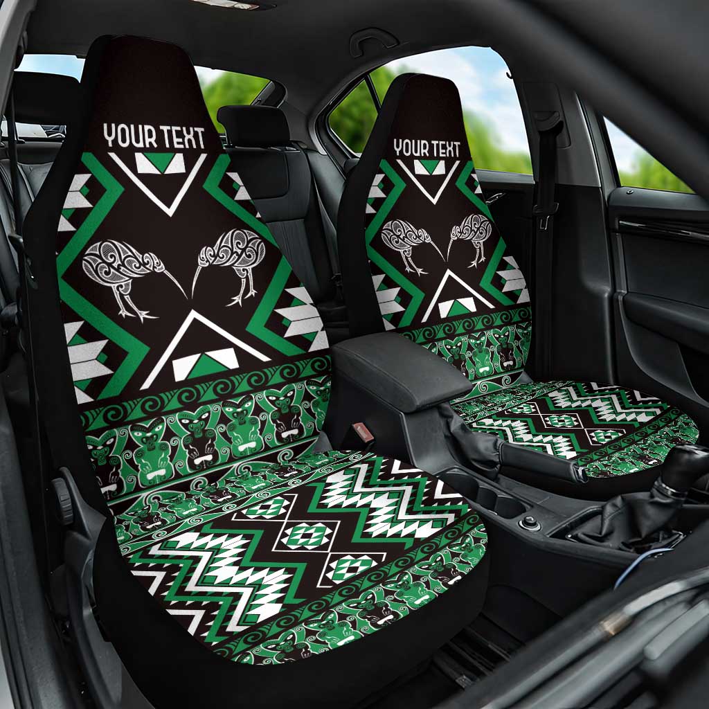 Personalised Taniko Motifs Aotearoa Car Seat Cover Waitangi Kowhaiwhai Kiwi - Green LT7 One Size Green - Polynesian Pride