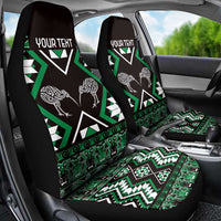 Personalised Taniko Motifs Aotearoa Car Seat Cover Waitangi Kowhaiwhai Kiwi - Green LT7 - Polynesian Pride