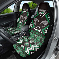 Personalised Taniko Motifs Aotearoa Car Seat Cover Waitangi Kowhaiwhai Kiwi - Green LT7 - Polynesian Pride