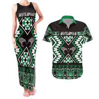 Personalised Taniko Motifs Aotearoa Couples Matching Tank Maxi Dress and Hawaiian Shirt Waitangi Kowhaiwhai Kiwi - Green LT7 Green - Polynesian Pride