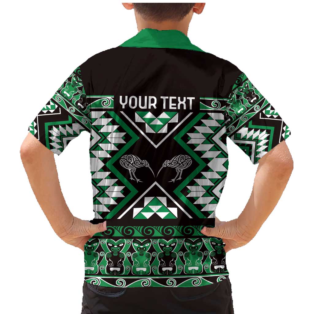 Personalised Taniko Motifs Aotearoa Family Matching Mermaid Dress and Hawaiian Shirt Waitangi Kowhaiwhai Kiwi - Green LT7 - Polynesian Pride