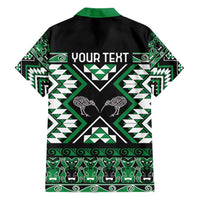 Personalised Taniko Motifs Aotearoa Family Matching Short Sleeve Bodycon Dress and Hawaiian Shirt Waitangi Kowhaiwhai Kiwi - Green LT7 - Polynesian Pride