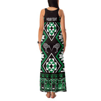 Personalised Taniko Motifs Aotearoa Family Matching Tank Maxi Dress and Hawaiian Shirt Waitangi Kowhaiwhai Kiwi - Green LT7 - Polynesian Pride