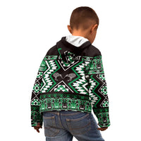 Personalised Taniko Motifs Aotearoa Kid Hoodie Waitangi Kowhaiwhai Kiwi - Green LT7 - Polynesian Pride