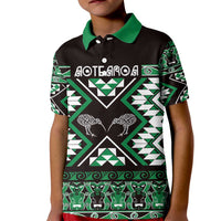 Personalised Taniko Motifs Aotearoa Kid Polo Shirt Waitangi Kowhaiwhai Kiwi - Green LT7 Kid Green - Polynesian Pride