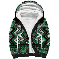 Personalised Taniko Motifs Aotearoa Sherpa Hoodie Waitangi Kowhaiwhai Kiwi - Green LT7 Unisex Green - Polynesian Pride