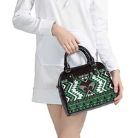 Personalised Taniko Motifs Aotearoa Shoulder Handbag Waitangi Kowhaiwhai Kiwi - Green
