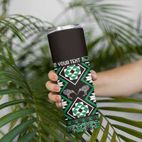 Personalised Taniko Motifs Aotearoa Skinny Tumbler Waitangi Kowhaiwhai Kiwi - Green LT7 - Polynesian Pride