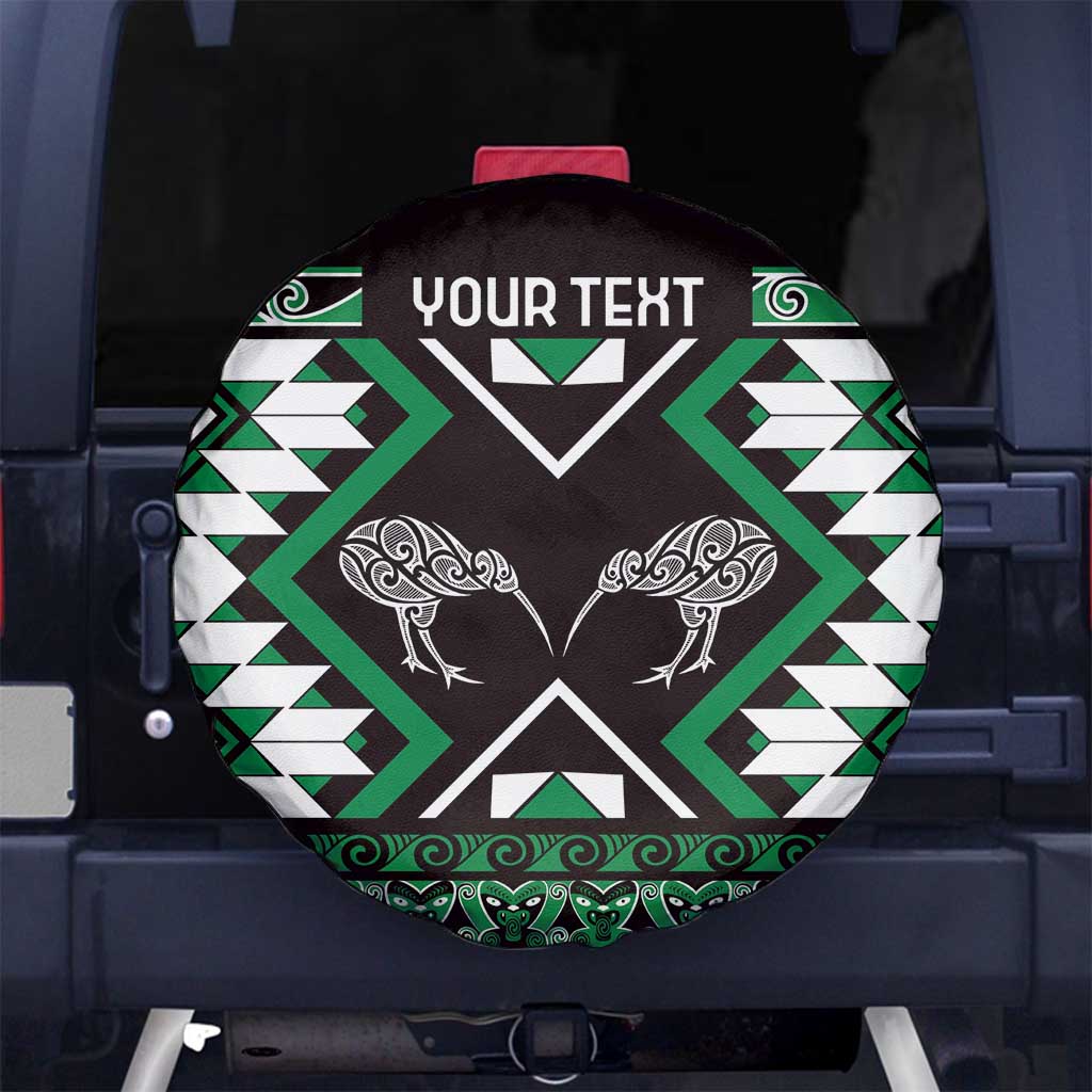 Personalised Taniko Motifs Aotearoa Spare Tire Cover Waitangi Kowhaiwhai Kiwi - Green LT7 - Polynesian Pride