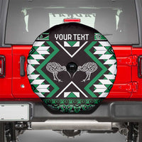 Personalised Taniko Motifs Aotearoa Spare Tire Cover Waitangi Kowhaiwhai Kiwi - Green LT7 - Polynesian Pride