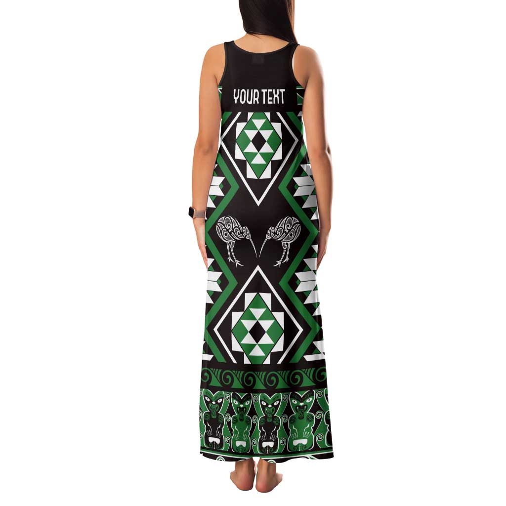 Personalised Taniko Motifs Aotearoa Tank Maxi Dress Waitangi Kowhaiwhai Kiwi - Green LT7 - Polynesian Pride
