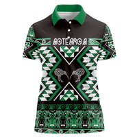 Personalised Taniko Motifs Aotearoa Women Polo Shirt Waitangi Kowhaiwhai Kiwi - Green LT7 Female Green - Polynesian Pride