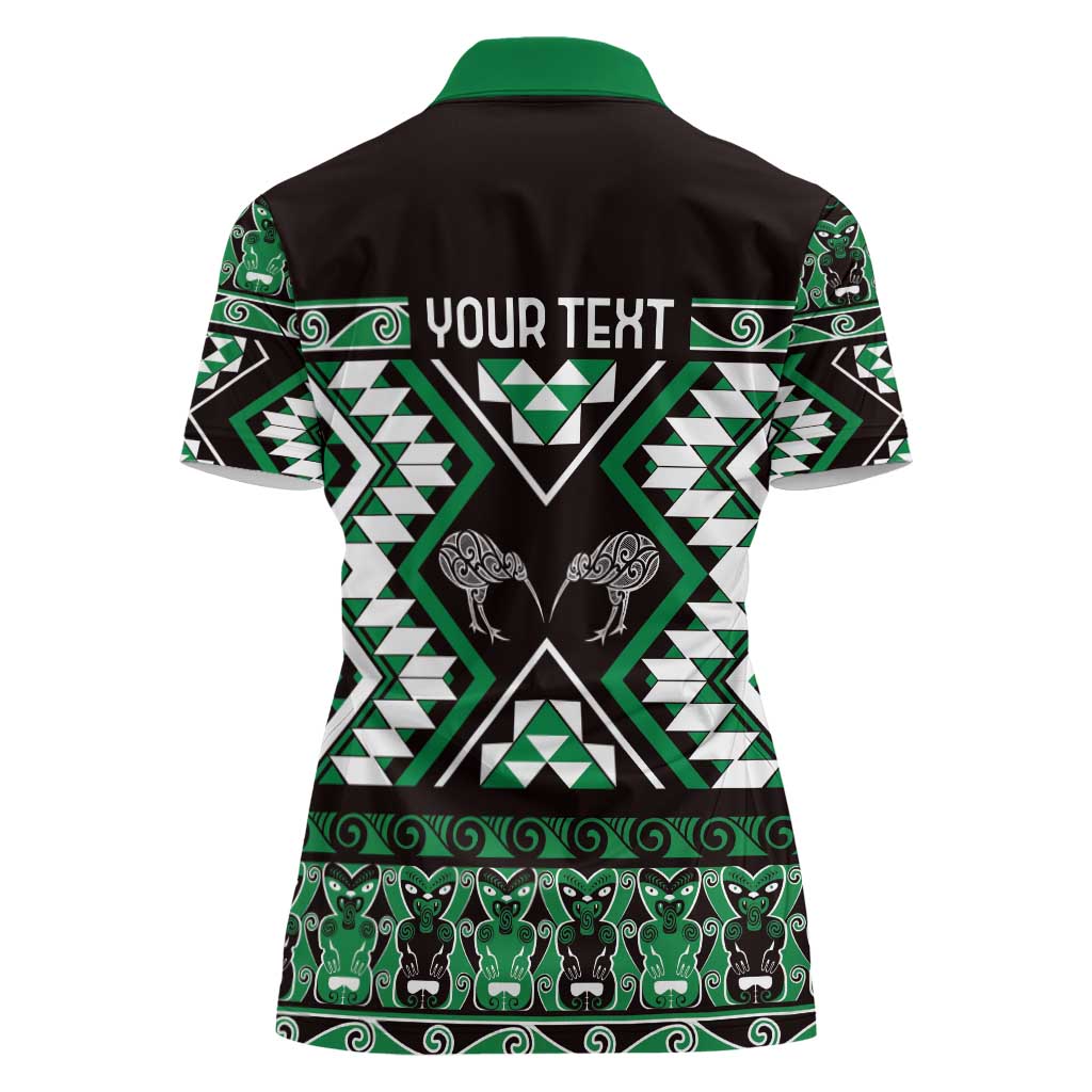 Personalised Taniko Motifs Aotearoa Women Polo Shirt Waitangi Kowhaiwhai Kiwi - Green LT7 - Polynesian Pride