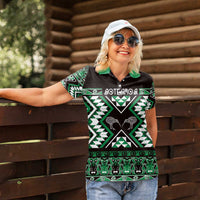 Personalised Taniko Motifs Aotearoa Women Polo Shirt Waitangi Kowhaiwhai Kiwi - Green LT7 - Polynesian Pride