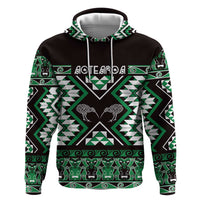 Personalised Taniko Motifs Aotearoa Zip Hoodie Waitangi Kowhaiwhai Kiwi - Green LT7 Pullover Hoodie Green - Polynesian Pride