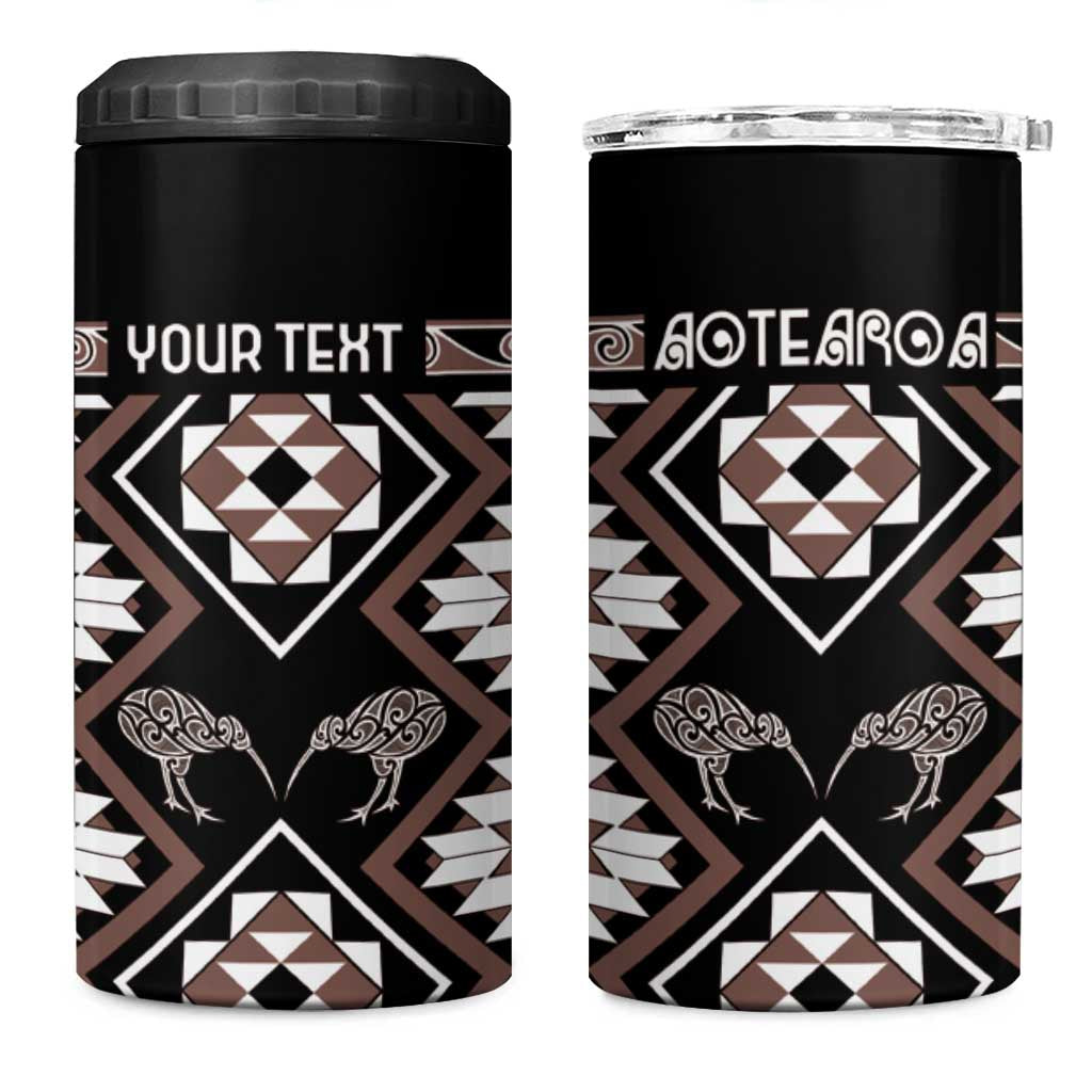 Personalised Taniko Motifs Aotearoa 4 in 1 Can Cooler Tumbler Waitangi Kowhaiwhai Kiwi - Mocha LT7 One Size: 16 oz Mocha - Polynesian Pride