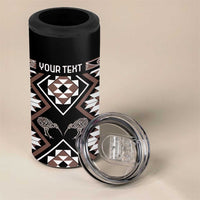 Personalised Taniko Motifs Aotearoa 4 in 1 Can Cooler Tumbler Waitangi Kowhaiwhai Kiwi - Mocha LT7 - Polynesian Pride
