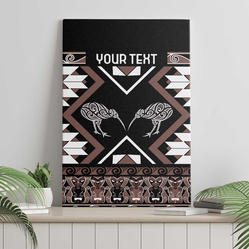 Personalised Taniko Motifs Aotearoa Canvas Wall Art Waitangi Kowhaiwhai Kiwi - Mocha LT7 - Polynesian Pride