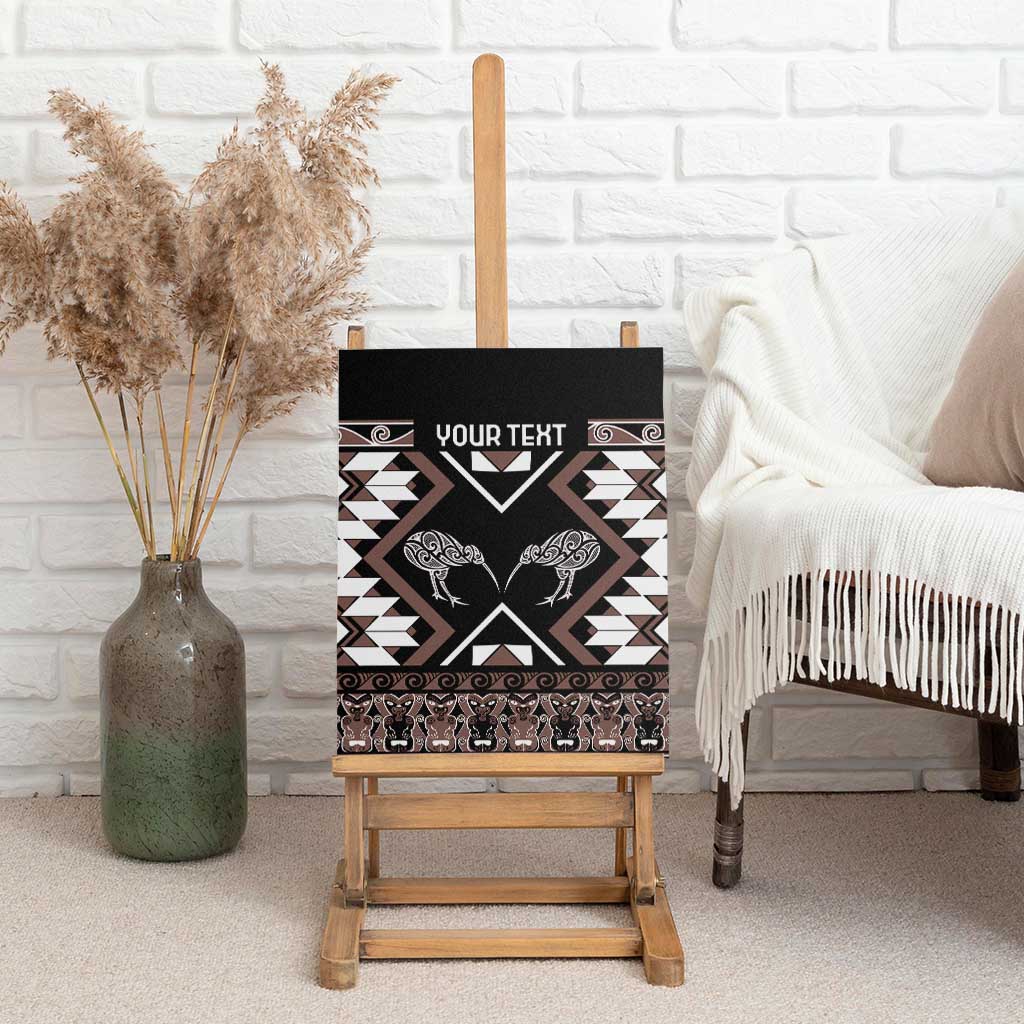 Personalised Taniko Motifs Aotearoa Canvas Wall Art Waitangi Kowhaiwhai Kiwi - Mocha LT7 - Polynesian Pride