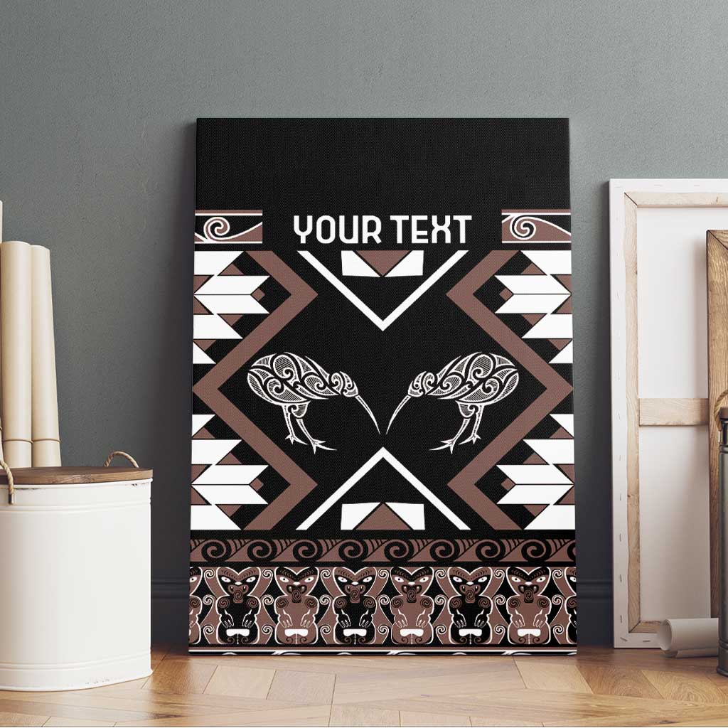 Personalised Taniko Motifs Aotearoa Canvas Wall Art Waitangi Kowhaiwhai Kiwi - Mocha LT7 - Polynesian Pride