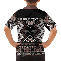 Personalised Taniko Motifs Aotearoa Family Matching Puletasi and Hawaiian Shirt Waitangi Kowhaiwhai Kiwi - Mocha LT7 - Polynesian Pride