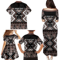 Personalised Taniko Motifs Aotearoa Family Matching Puletasi and Hawaiian Shirt Waitangi Kowhaiwhai Kiwi - Mocha LT7 - Polynesian Pride
