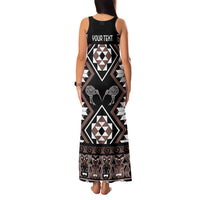 Personalised Taniko Motifs Aotearoa Family Matching Tank Maxi Dress and Hawaiian Shirt Waitangi Kowhaiwhai Kiwi - Mocha LT7 - Polynesian Pride