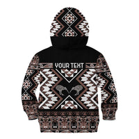 Personalised Taniko Motifs Aotearoa Kid Hoodie Waitangi Kowhaiwhai Kiwi - Mocha