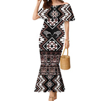 Personalised Taniko Motifs Aotearoa Mermaid Dress Waitangi Kowhaiwhai Kiwi - Mocha LT7 Women Mocha - Polynesian Pride