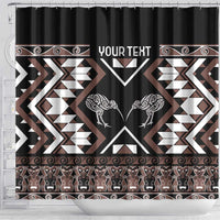 Personalised Taniko Motifs Aotearoa Shower Curtain Waitangi Kowhaiwhai Kiwi - Mocha LT7 - Polynesian Pride