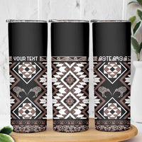 Personalised Taniko Motifs Aotearoa Skinny Tumbler Waitangi Kowhaiwhai Kiwi - Mocha LT7 - Polynesian Pride
