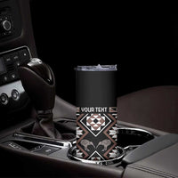 Personalised Taniko Motifs Aotearoa Skinny Tumbler Waitangi Kowhaiwhai Kiwi - Mocha LT7 - Polynesian Pride