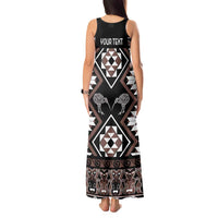 Personalised Taniko Motifs Aotearoa Tank Maxi Dress Waitangi Kowhaiwhai Kiwi - Mocha LT7 - Polynesian Pride
