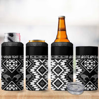 Personalised Taniko Motifs Aotearoa 4 in 1 Can Cooler Tumbler Waitangi Kowhaiwhai Kiwi - Monochrome LT7 - Polynesian Pride