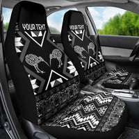 Personalised Taniko Motifs Aotearoa Car Seat Cover Waitangi Kowhaiwhai Kiwi - Monochrome LT7 - Polynesian Pride