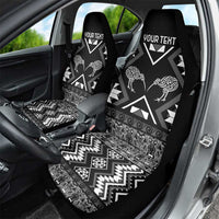 Personalised Taniko Motifs Aotearoa Car Seat Cover Waitangi Kowhaiwhai Kiwi - Monochrome LT7 - Polynesian Pride