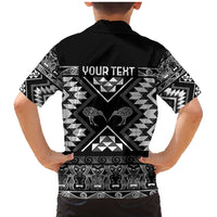 Personalised Taniko Motifs Aotearoa Family Matching Mermaid Dress and Hawaiian Shirt Waitangi Kowhaiwhai Kiwi - Monochrome LT7 - Polynesian Pride