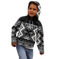 Personalised Taniko Motifs Aotearoa Kid Hoodie Waitangi Kowhaiwhai Kiwi - Monochrome LT7 - Polynesian Pride