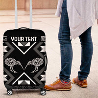Personalised Taniko Motifs Aotearoa Luggage Cover Waitangi Kowhaiwhai Kiwi - Monochrome LT7 Grey - Polynesian Pride