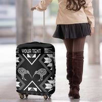 Personalised Taniko Motifs Aotearoa Luggage Cover Waitangi Kowhaiwhai Kiwi - Monochrome LT7 - Polynesian Pride