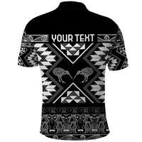 Personalised Taniko Motifs Aotearoa Polo Shirt Waitangi Kowhaiwhai Kiwi - Monochrome LT7 - Polynesian Pride