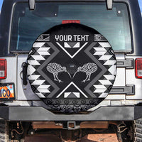 Personalised Taniko Motifs Aotearoa Spare Tire Cover Waitangi Kowhaiwhai Kiwi - Monochrome LT7 Grey - Polynesian Pride