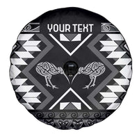 Personalised Taniko Motifs Aotearoa Spare Tire Cover Waitangi Kowhaiwhai Kiwi - Monochrome LT7 - Polynesian Pride