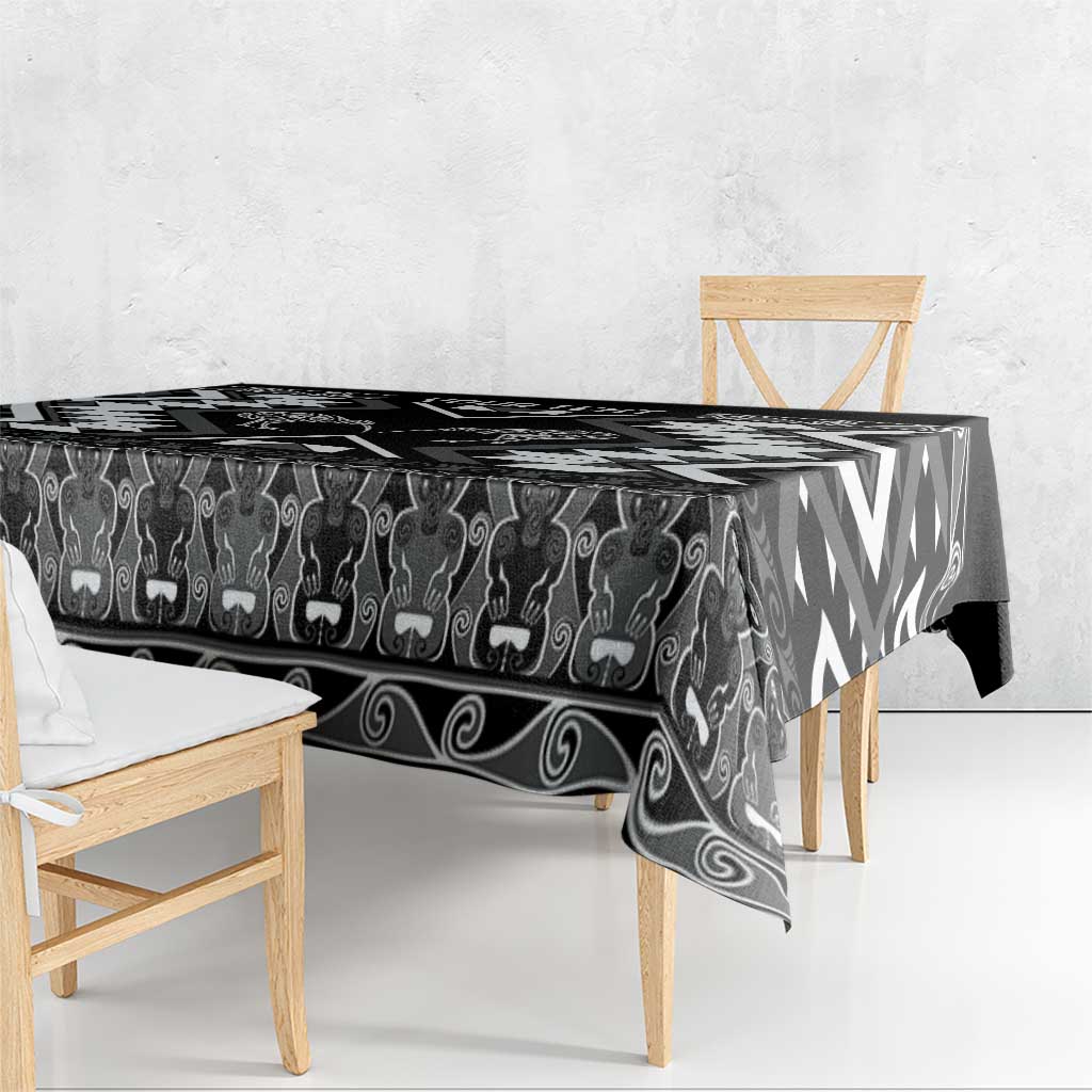 Personalised Taniko Motifs Aotearoa Tablecloth Waitangi Kowhaiwhai Kiwi - Monochrome