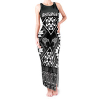 Personalised Taniko Motifs Aotearoa Tank Maxi Dress Waitangi Kowhaiwhai Kiwi - Monochrome LT7 Women Grey - Polynesian Pride