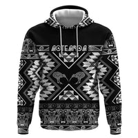 Personalised Taniko Motifs Aotearoa Zip Hoodie Waitangi Kowhaiwhai Kiwi - Monochrome LT7 Pullover Hoodie Grey - Polynesian Pride